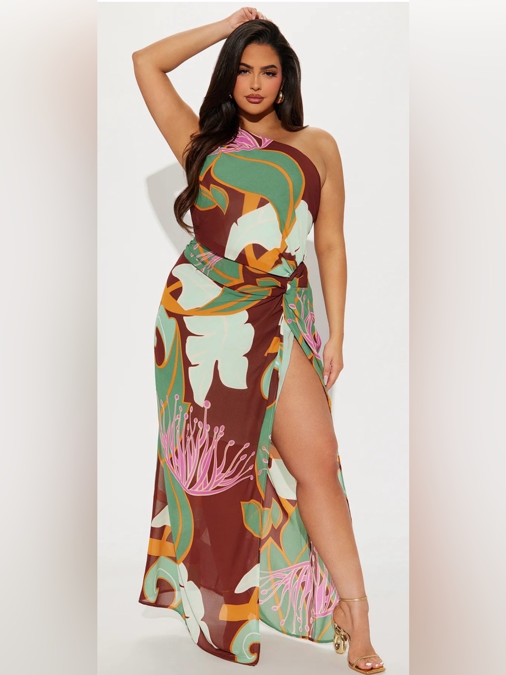 Fashion Nova Living Tropical Maxi Dress Beach Resort Vacation Summer Medium NWT